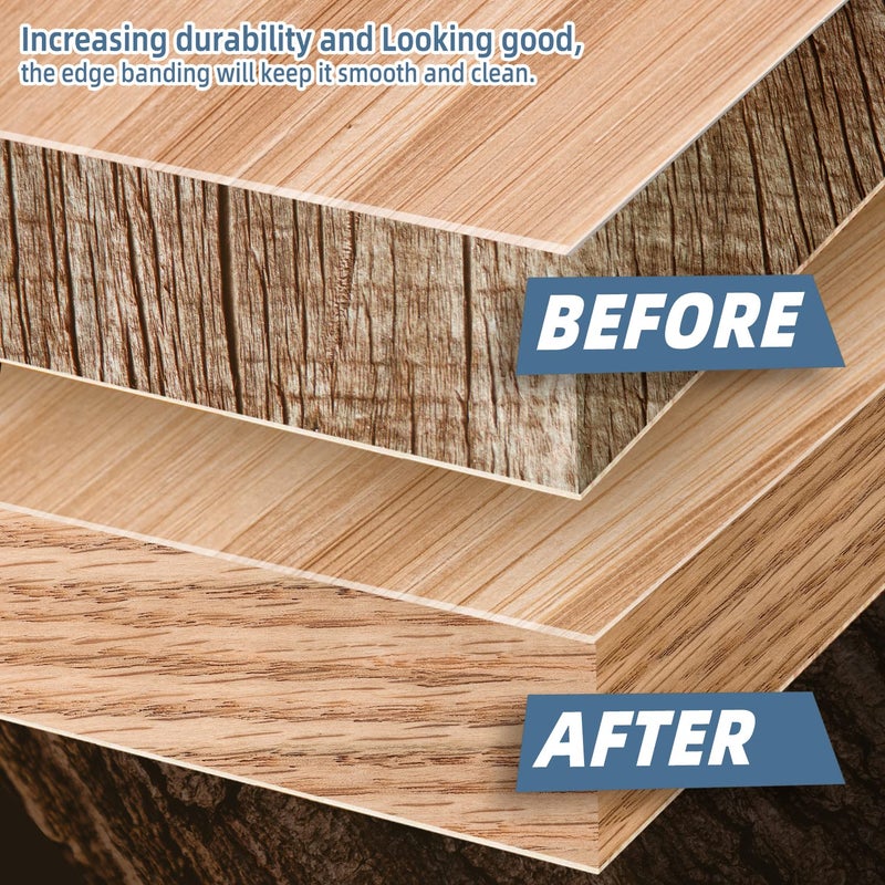 ZYJT Red Oak Edge Banding, 1 inch x 25ft roll of Real Wood Edge Banding Pre-glued Flexible, Veneer Tape for Cabinet Repair & Furniture Restoration - Image 3